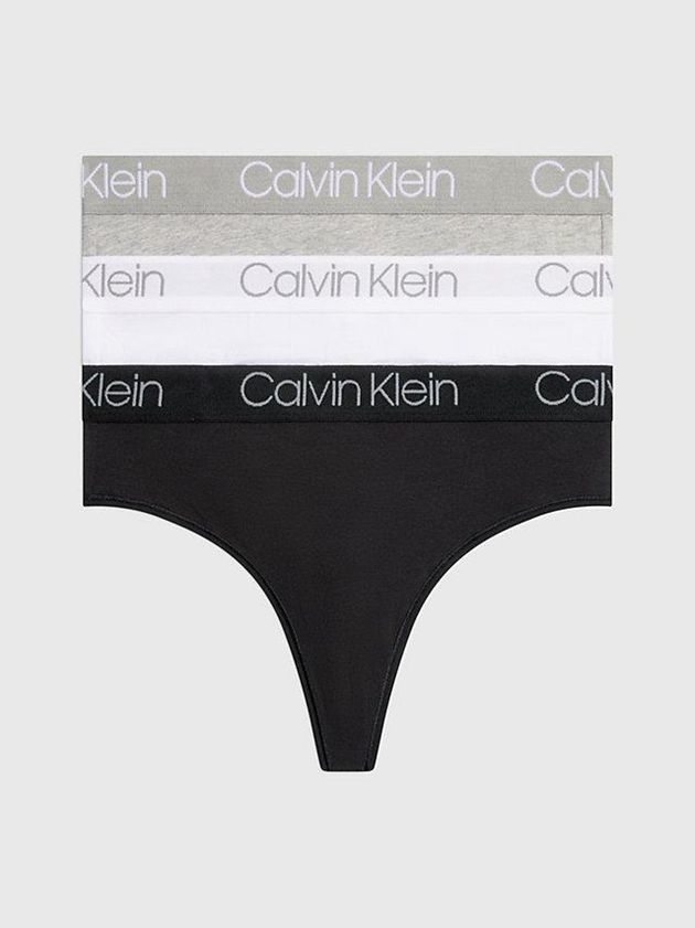 Calvin Klein USA 3 Pack High Waisted - Body Womens Thong Black 5796083-YQ